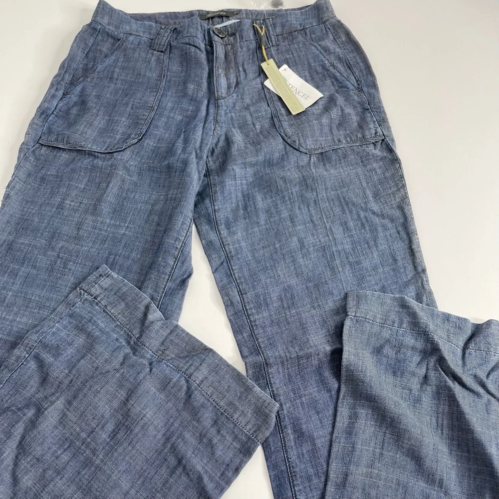 Level 99 Blue Denim Picket Tencel and Linen Trousers Size 27 NWT - Picture 3 of 13